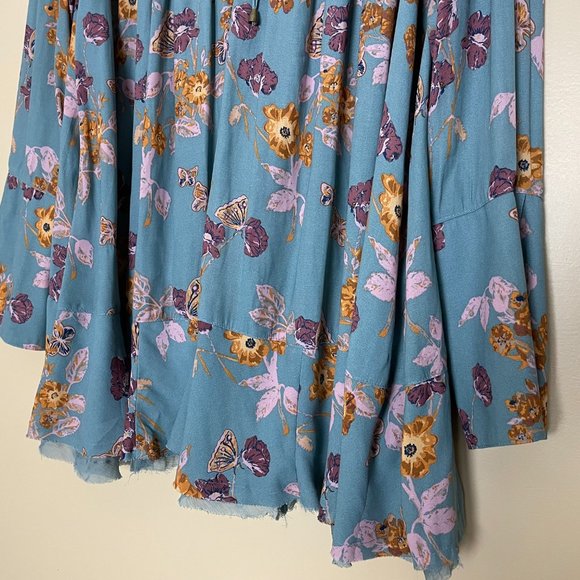 Free People So Fine Pebble Crepe Smocked Floral Tunic Top XS Fairy Cottagecore - Picture 8 of 10